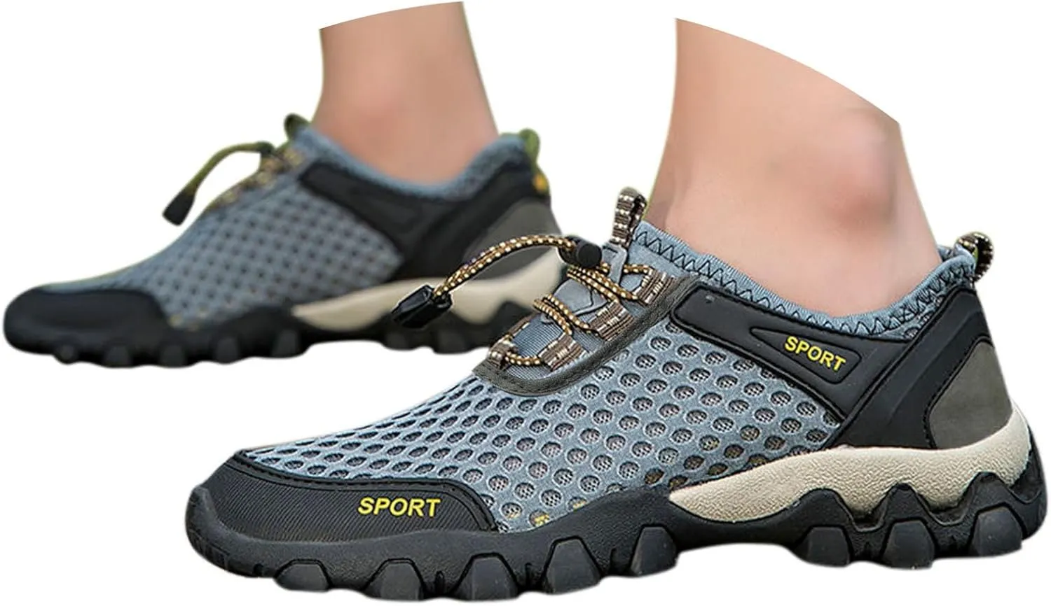 Men's Low Range Hands Free Slip-in Sneaker, Summer Mesh Breathable Hiking Shoes Outdoor Walking Casual Sports Shoes