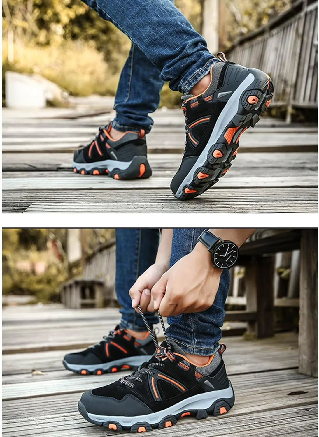 Men's Low Top Lightweight Anti Slip Hiking Shoes Trekking Trails Outdoor Work Shoes