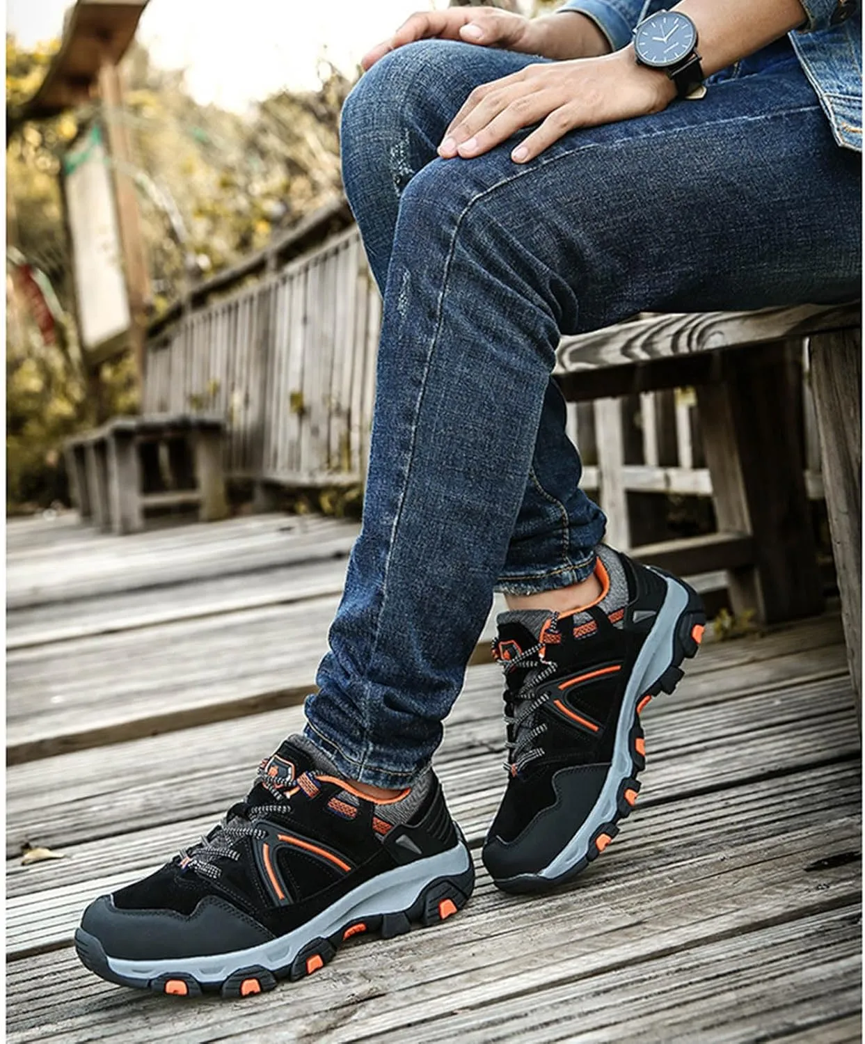 Men's Low Top Lightweight Anti Slip Hiking Shoes Trekking Trails Outdoor Work Shoes