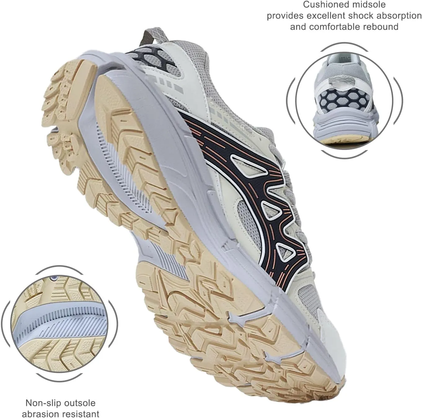 Men's Slip Resistant Trail Running Shoes - Supportive Athletic Shoes for Outdoor Fitness Walking, Road Running and Gym Training