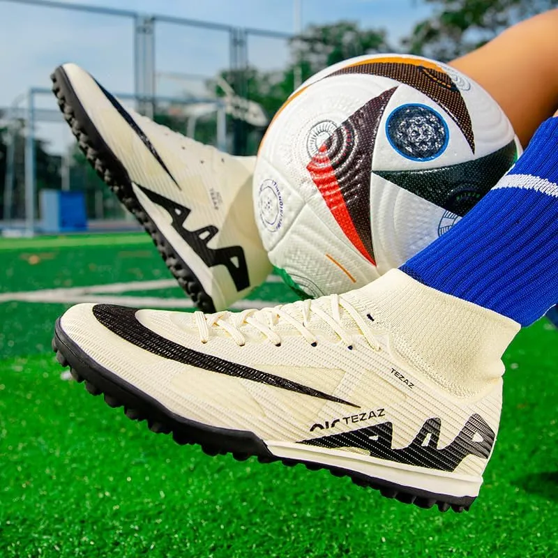Men's Soccer Cleats Football Shoes High-Tops Non-Slip Spikes Indoor Outdoor Firm Ground Turf Sports Athletic Combat Boots Shoes Size 4.5-11
