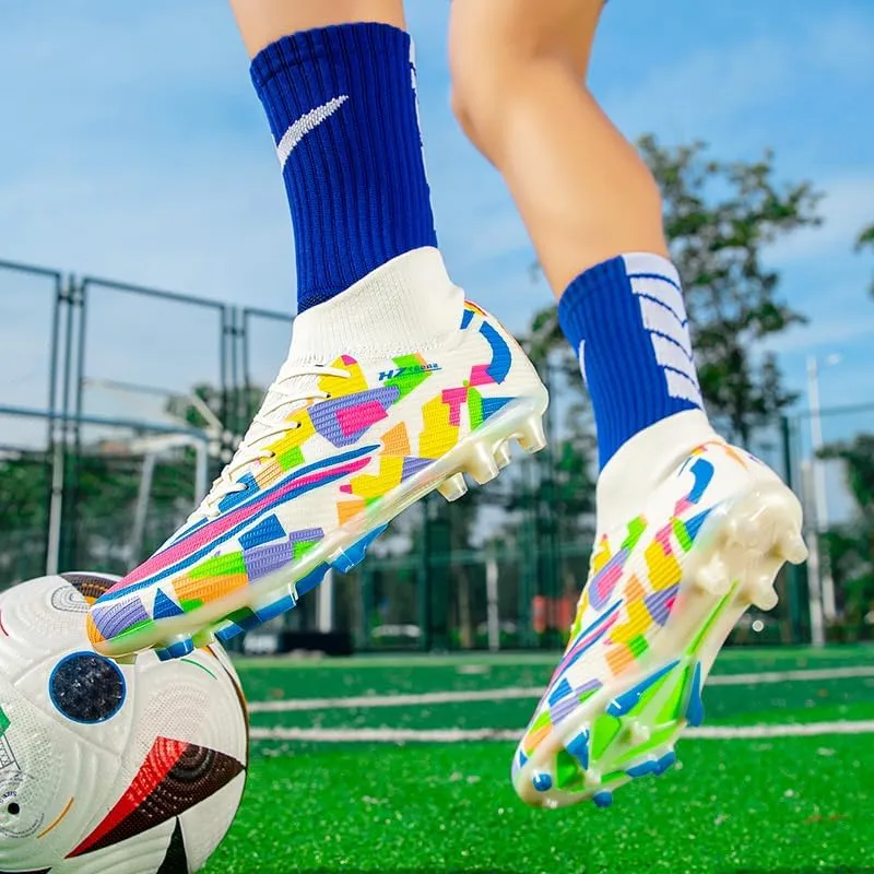 Men's Soccer Cleats Football Shoes High-Tops Non-Slip Spikes Indoor Outdoor Firm Ground Turf Sports Athletic Combat Boots Shoes Size 4.5-11