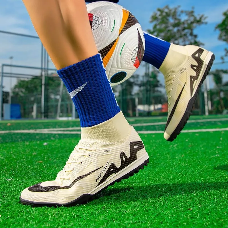 Men's Soccer Cleats Football Shoes High-Tops Non-Slip Spikes Indoor Outdoor Firm Ground Turf Sports Athletic Combat Boots Shoes Size 4.5-11
