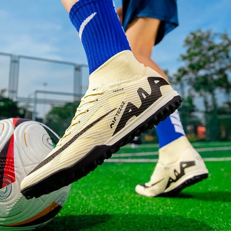 Men's Soccer Cleats Football Shoes High-Tops Non-Slip Spikes Indoor Outdoor Firm Ground Turf Sports Athletic Combat Boots Shoes Size 4.5-11