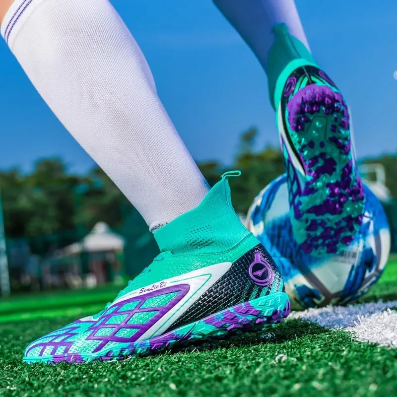 Men's Soccer Shoes Cleats Professional High-Top Athletic Turf Football Shoes Outdoor Indoor Professional Futsal TF AG FG Football Training Sneakers