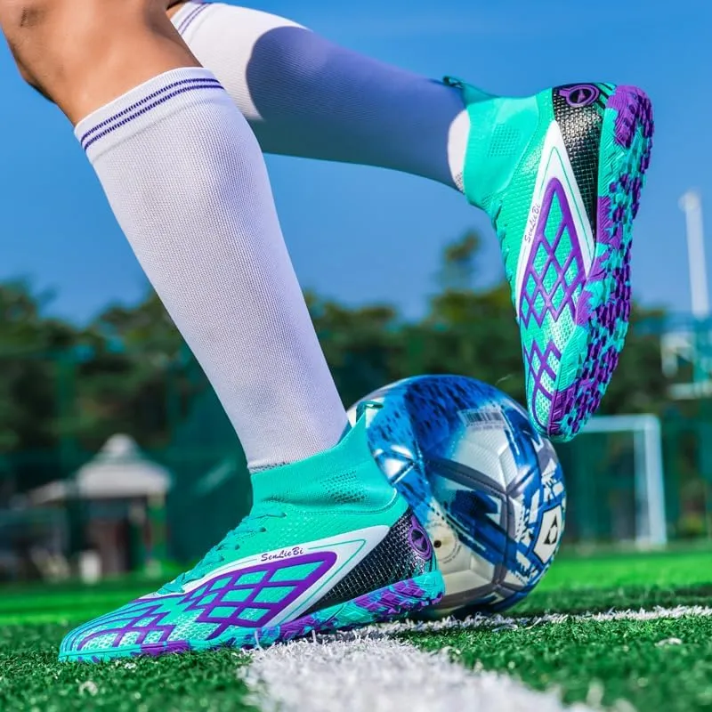Men's Soccer Shoes Cleats Professional High-Top Athletic Turf Football Shoes Outdoor Indoor Professional Futsal TF AG FG Football Training Sneakers