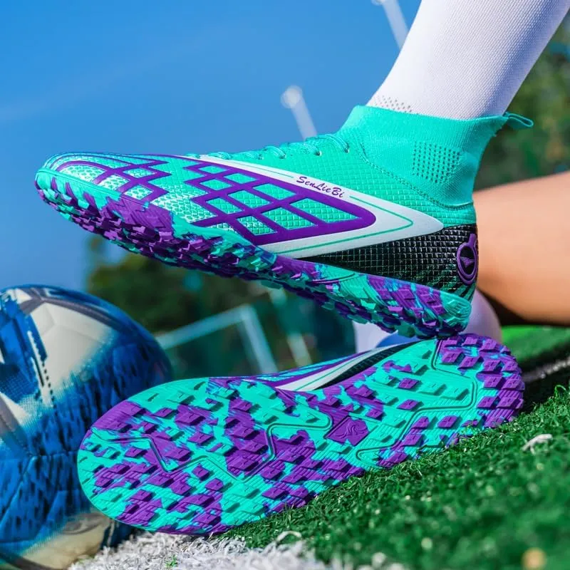 Men's Soccer Shoes Cleats Professional High-Top Athletic Turf Football Shoes Outdoor Indoor Professional Futsal TF AG FG Football Training Sneakers