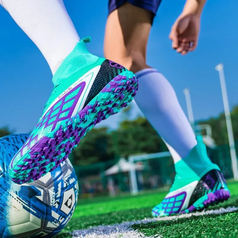 Men's Soccer Shoes Cleats Professional High-Top Athletic Turf Football Shoes Outdoor Indoor Professional Futsal TF AG FG Football Training Sneakers