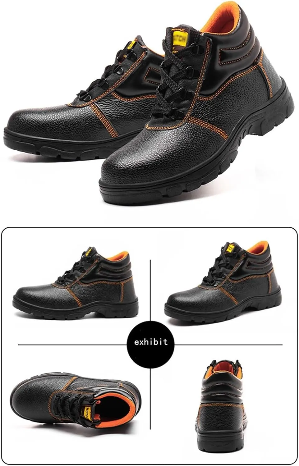 Men's Waterproof Steeltoe Work Boot, Men Lace up Steel Safety Toe Puncture Resistant Waterproof Industrial Work Boot, Utility Industrial Abrasion Resistant Safety Protection Boots