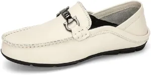 mitvr Men's Loafers Leather Slip On Soft Boat Shoes Outdoor Lightweight Walking Driving Shoes