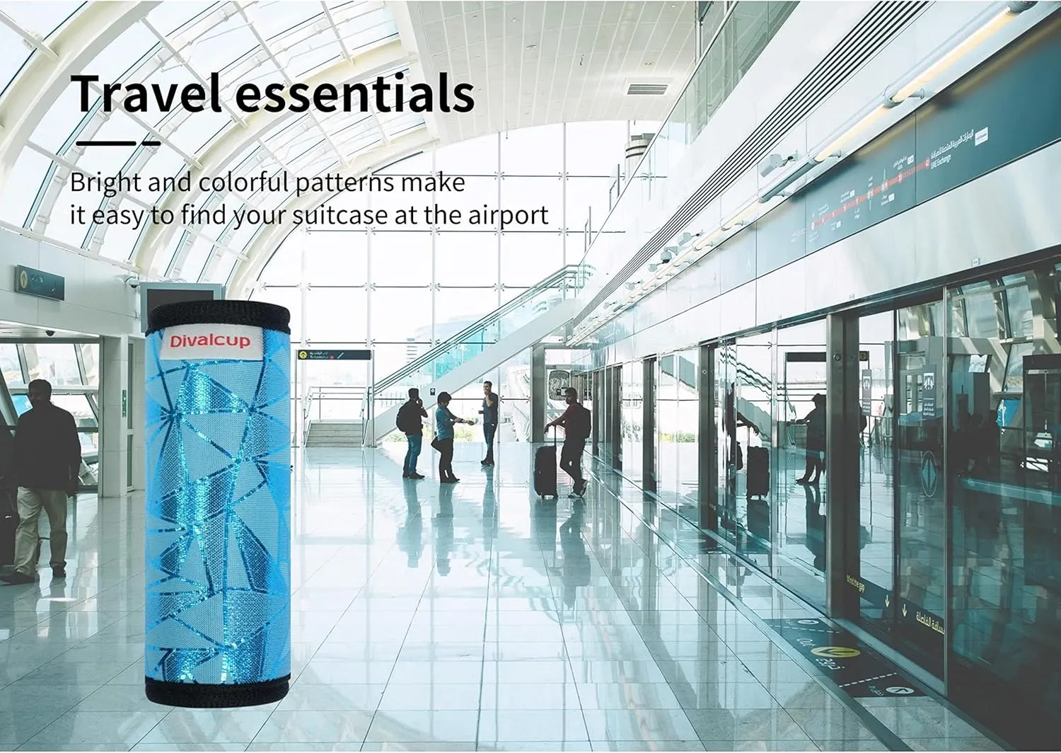Neoprene Luggage Handle Wrap, 5 Pack Trolley Case Grip Suitcase Identifier Protective Cover, Blue Scale