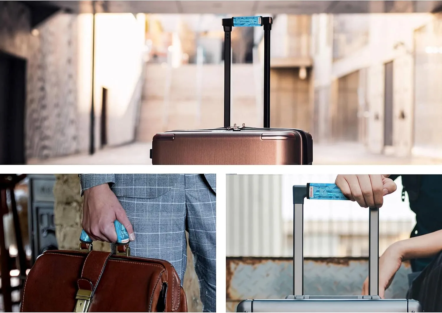 Neoprene Luggage Handle Wrap, 5 Pack Trolley Case Grip Suitcase Identifier Protective Cover, Blue Scale
