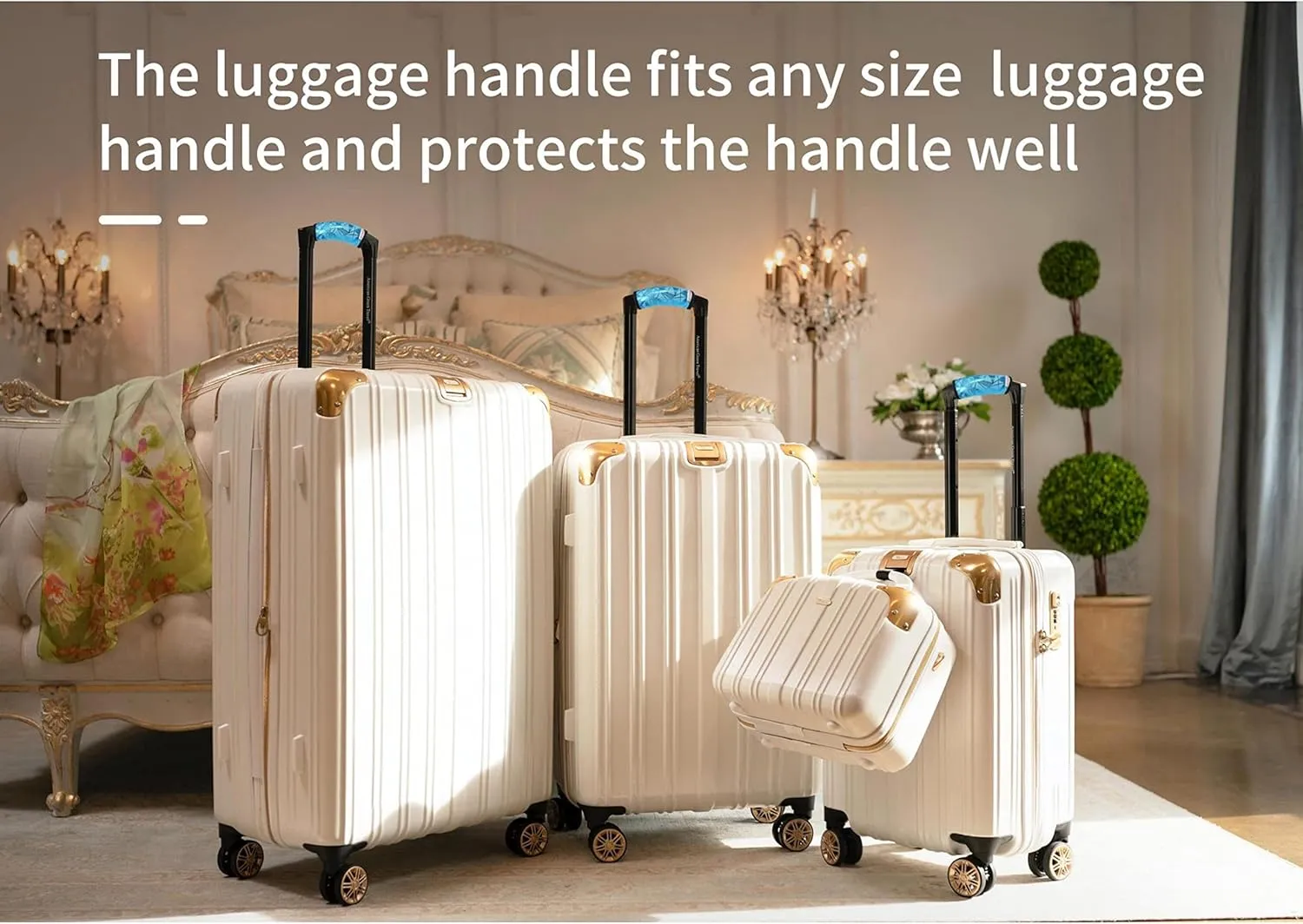 Neoprene Luggage Handle Wrap, 5 Pack Trolley Case Grip Suitcase Identifier Protective Cover, Blue Scale