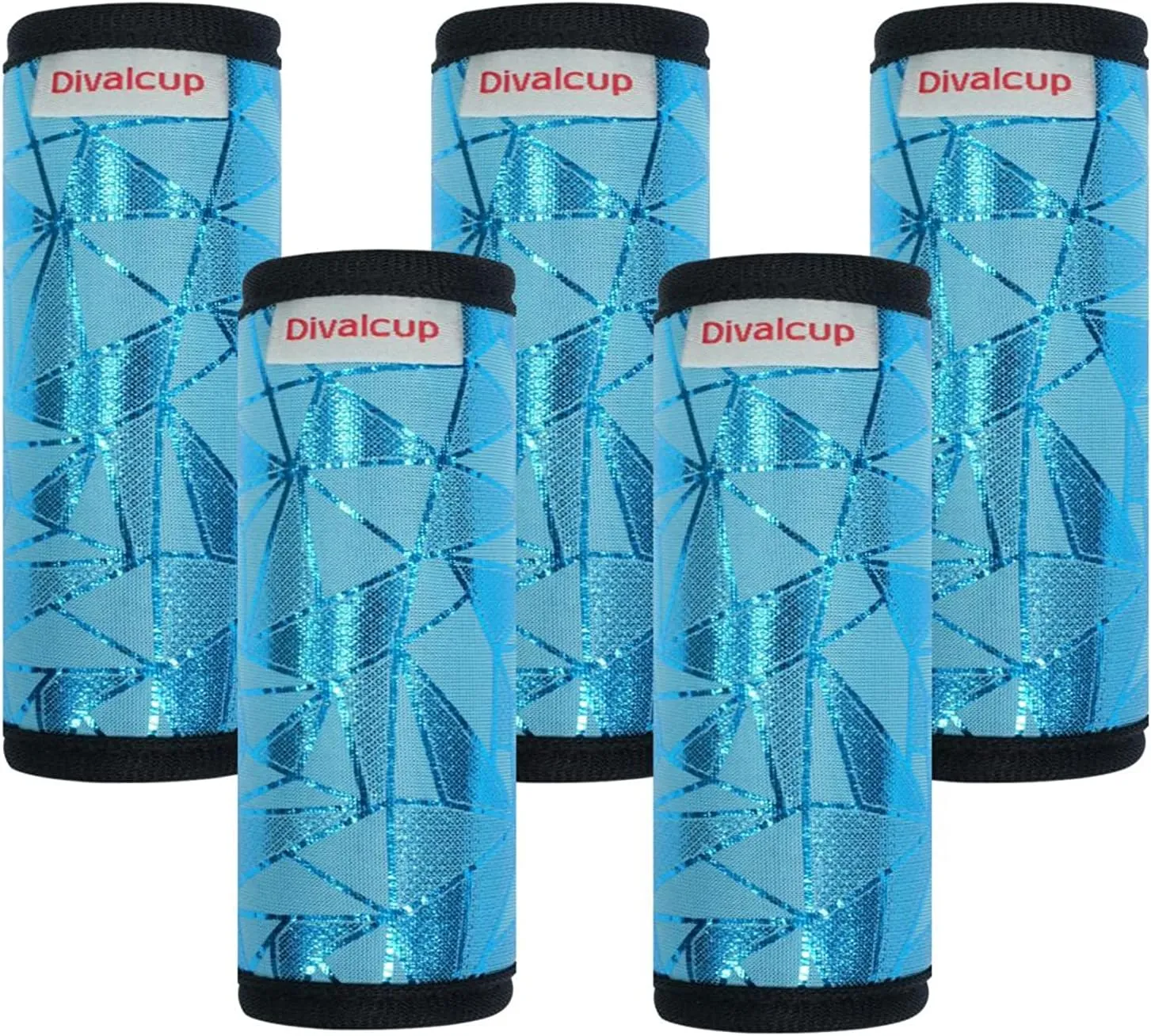 Neoprene Luggage Handle Wrap, 5 Pack Trolley Case Grip Suitcase Identifier Protective Cover, Blue Scale
