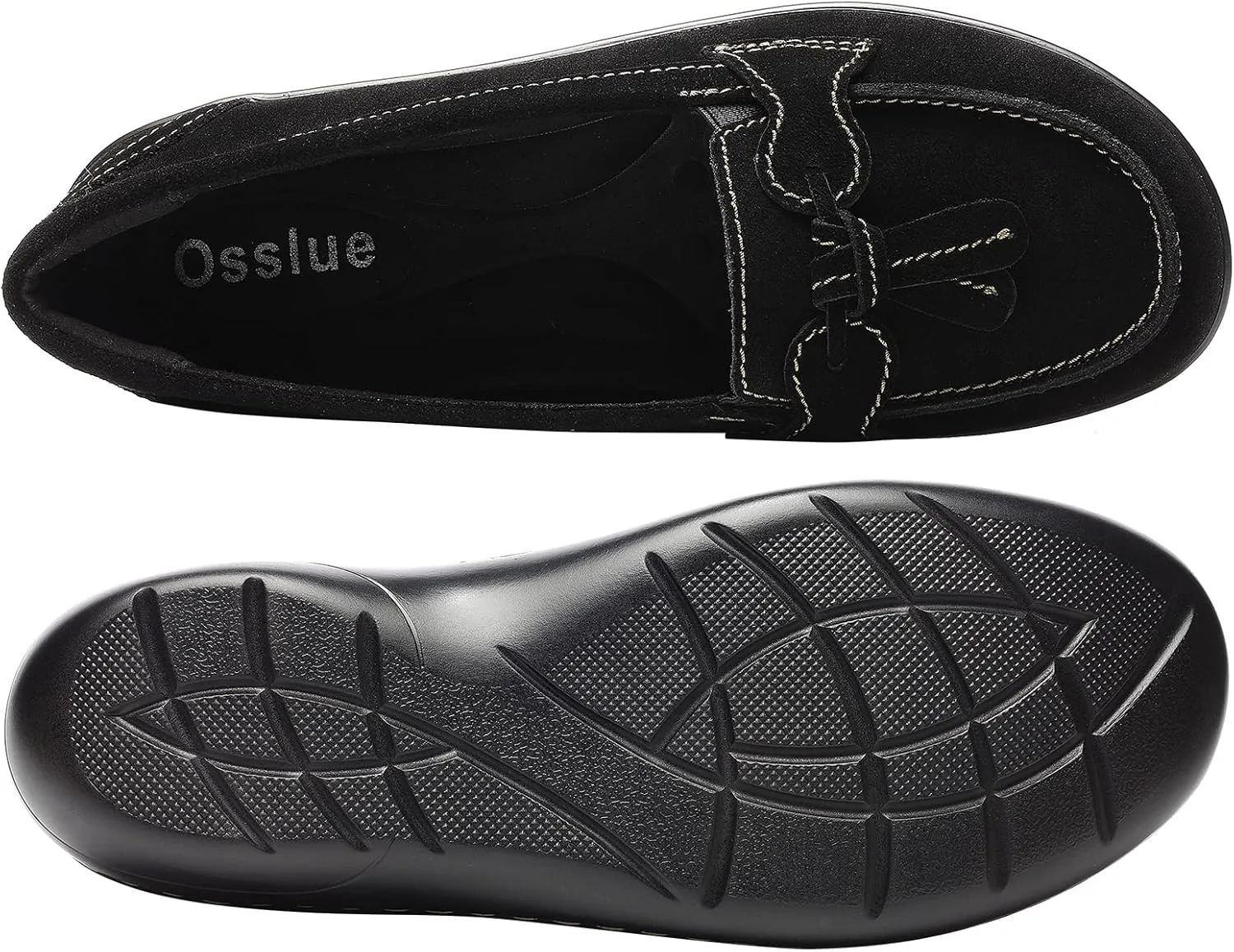 Osslue Women's Classic Microsuede Leather Penny Loafers Retro Ladies Moccasins Driving Mocs Fashion Tassel Boat Shoes Comfort Slip-On Casual Walking Flats