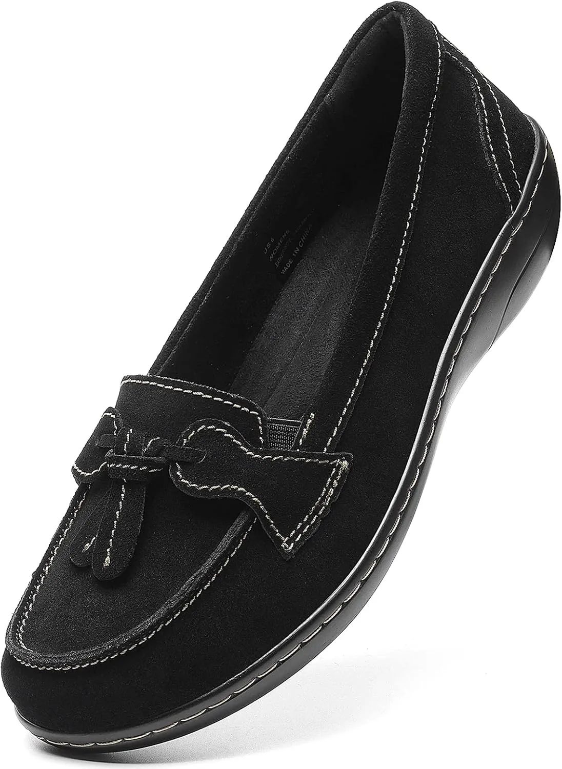Osslue Women's Classic Microsuede Leather Penny Loafers Retro Ladies Moccasins Driving Mocs Fashion Tassel Boat Shoes Comfort Slip-On Casual Walking Flats