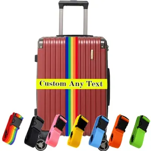 Personalized Luggage Straps for Suitcases, Adjustable Suitcase Belt Custom Identifier with Name/Text, Secure Bag Closure Woven Belt Band for Traveler - 13 Colors - Adjusts from 38" to 74" L