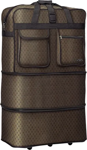 Pod 30" / 36" / 40" Expandable Rolling Wheeled Duffle bag Spinner Luggage suitcase (Brown, 30-inch)