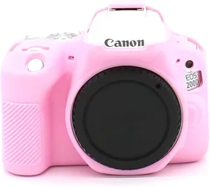Professional Secure Silicone Camera Cover Housing Rubber Protective Body Skin Bag for Canon EOS 200D Rebel SL2 DSLR Camera and Canon EOS Rebel SL3 200D II DSLR Camera Case (Pink)