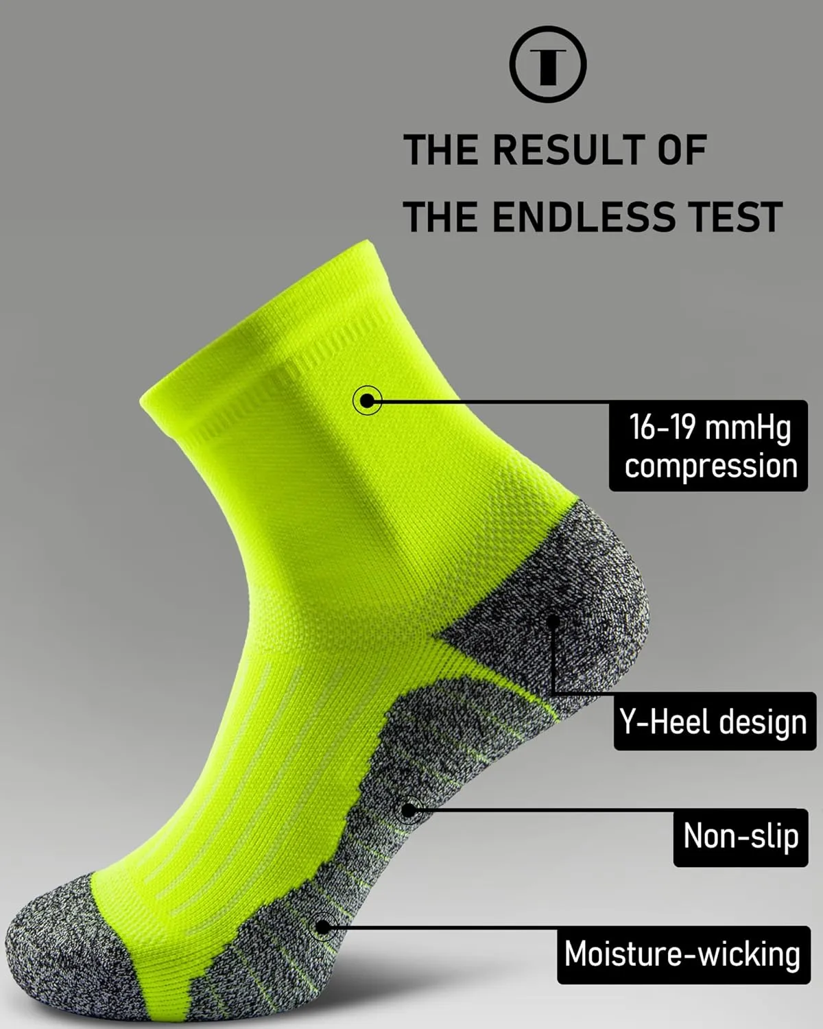 Quarter Compression Socks for Men Women, Cushioned Running Hiking Socks