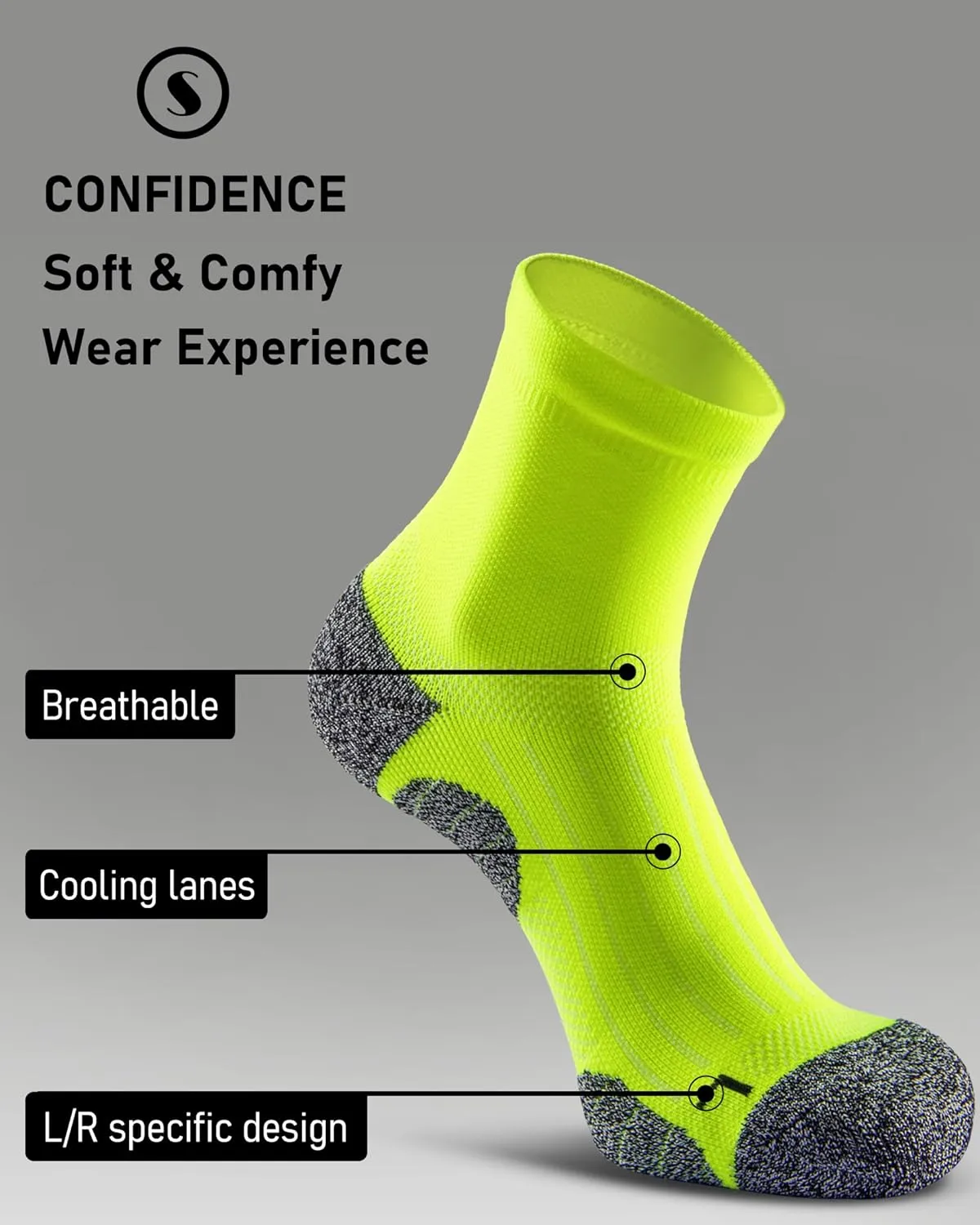 Quarter Compression Socks for Men Women, Cushioned Running Hiking Socks