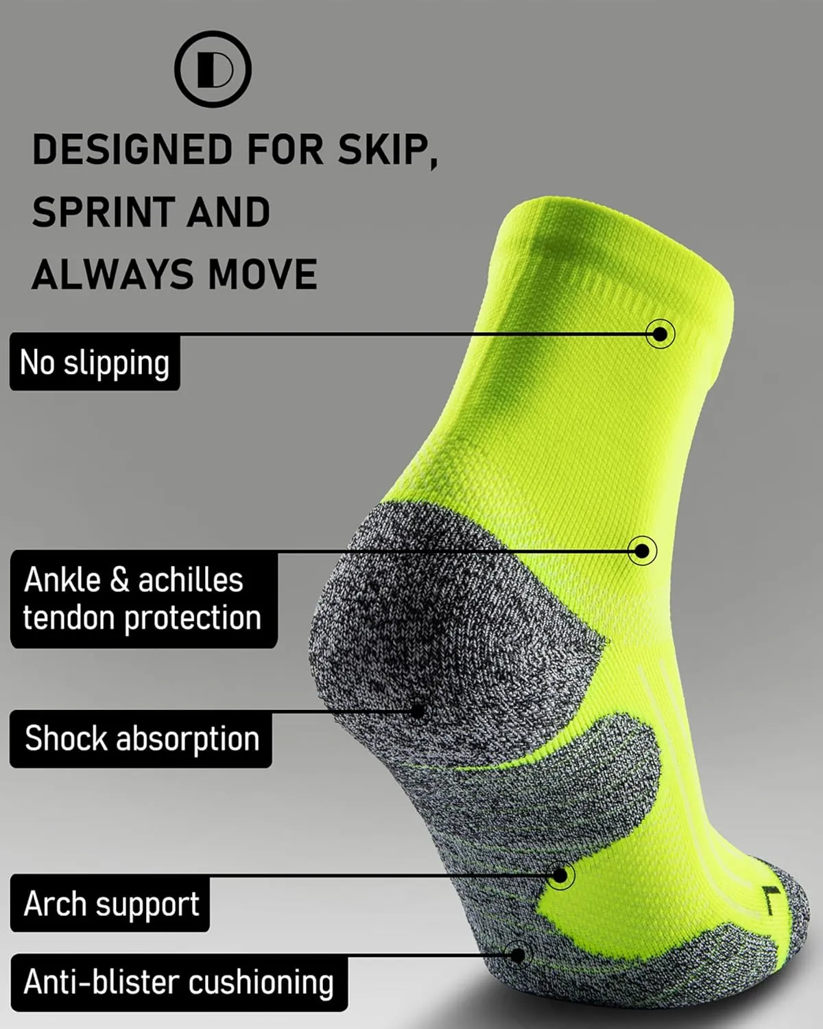 Quarter Compression Socks for Men Women, Cushioned Running Hiking Socks