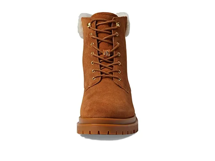 RALPH LAUREN - Suede Shearling Combat & Lace-up Boots