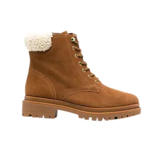RALPH LAUREN - Suede Shearling Combat & Lace-up Boots