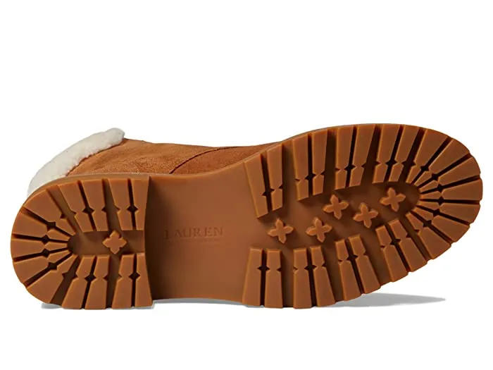 RALPH LAUREN - Suede Shearling Combat & Lace-up Boots