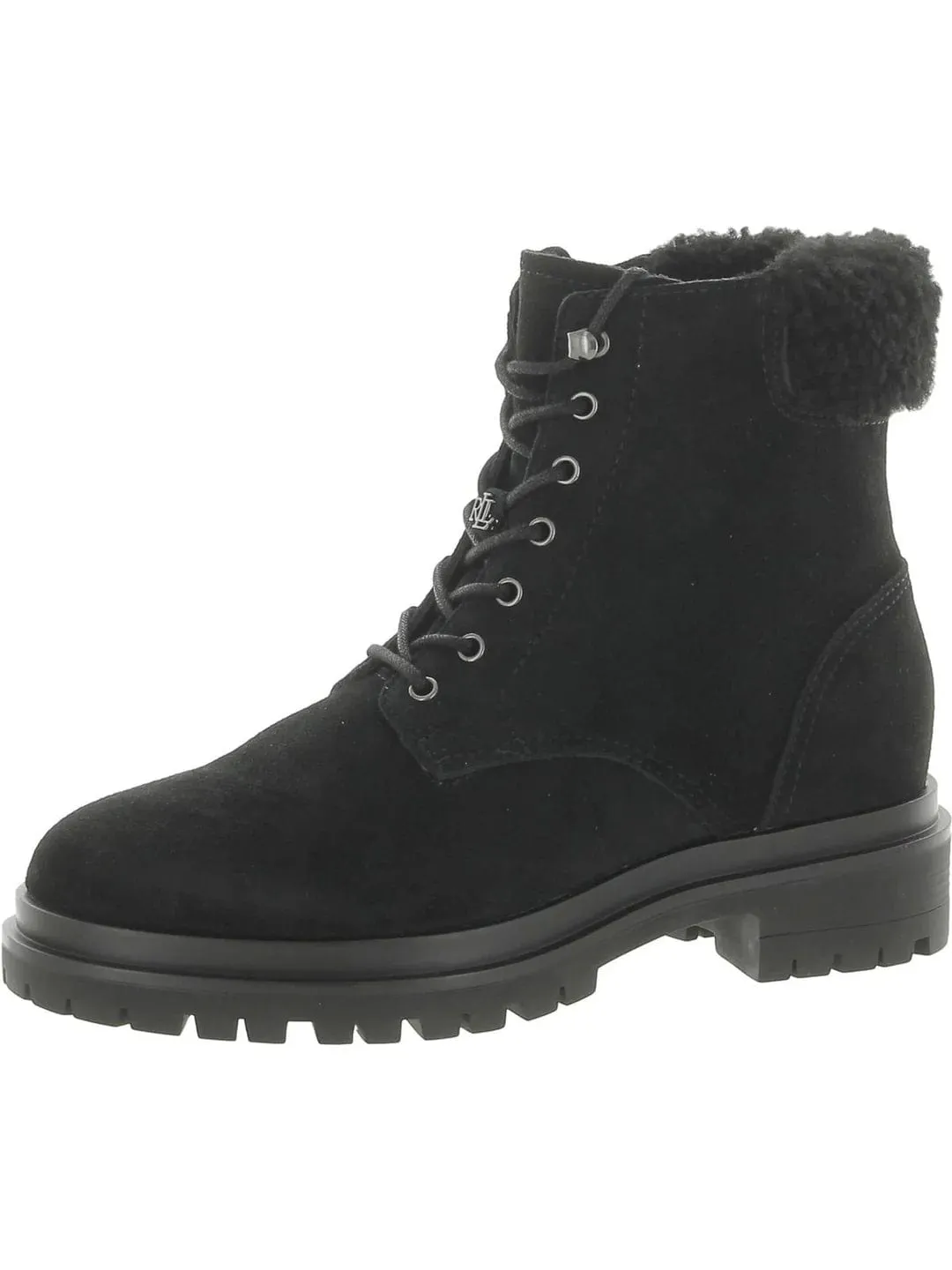 RALPH LAUREN - Suede Shearling Combat & Lace-up Boots