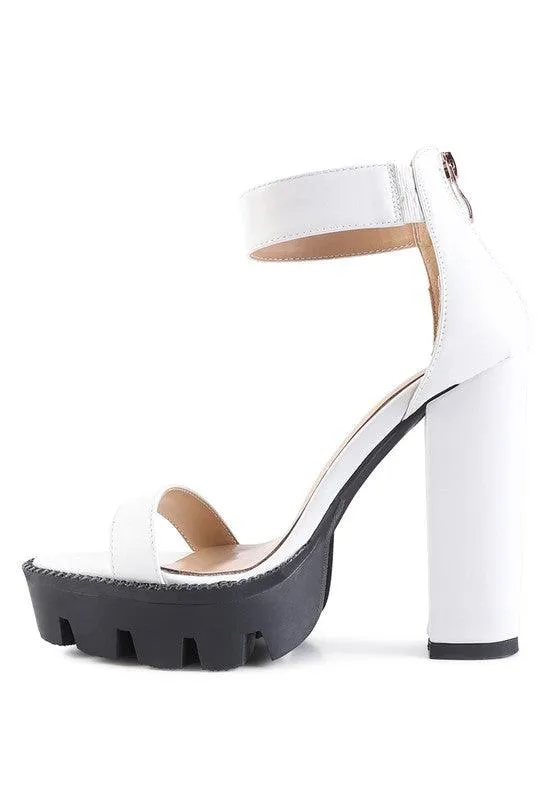Rattle Snake Print High Heeled Block Sandal