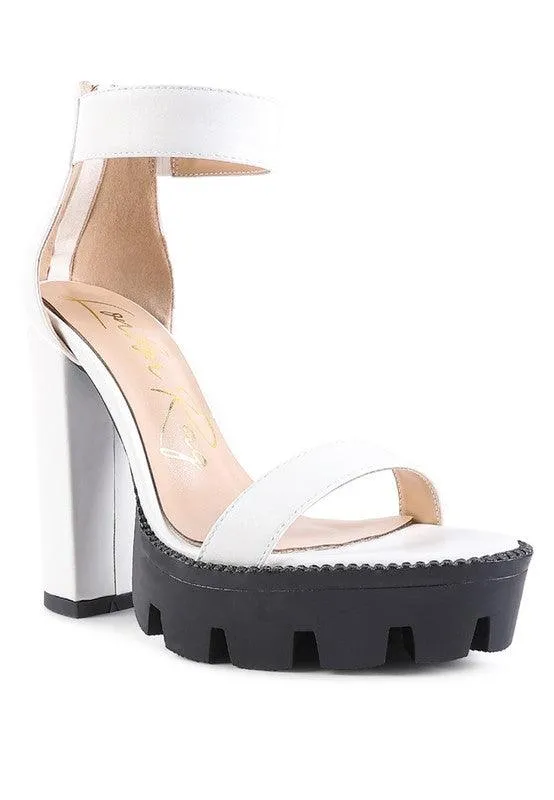 Rattle Snake Print High Heeled Block Sandal