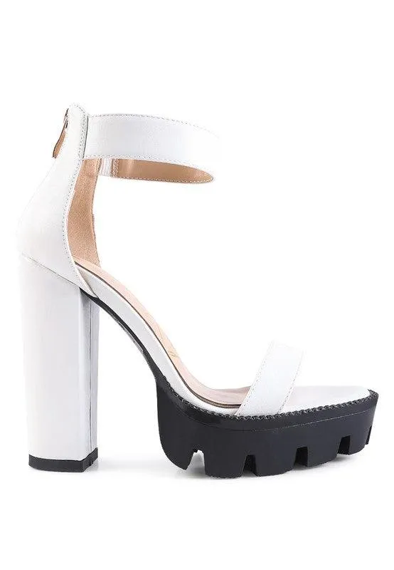 Rattle Snake Print High Heeled Block Sandal