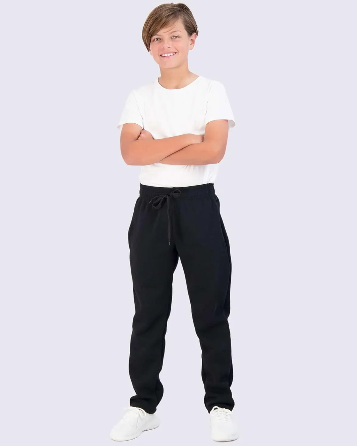 Real Essentials 3 Pack: Boys' Tech Fleece Open Bottom Sweatpants with Pockets