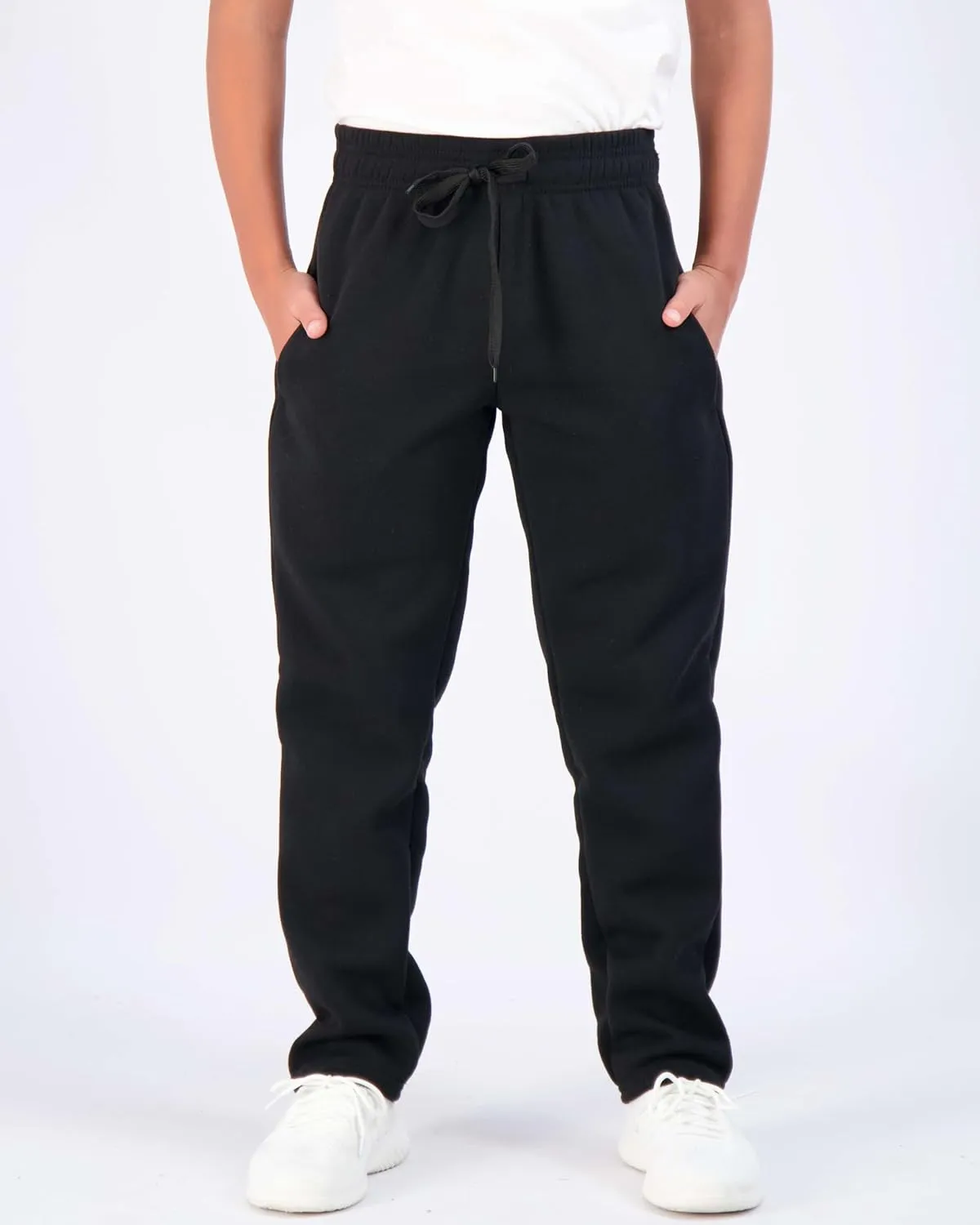 Real Essentials 3 Pack: Boys' Tech Fleece Open Bottom Sweatpants with Pockets