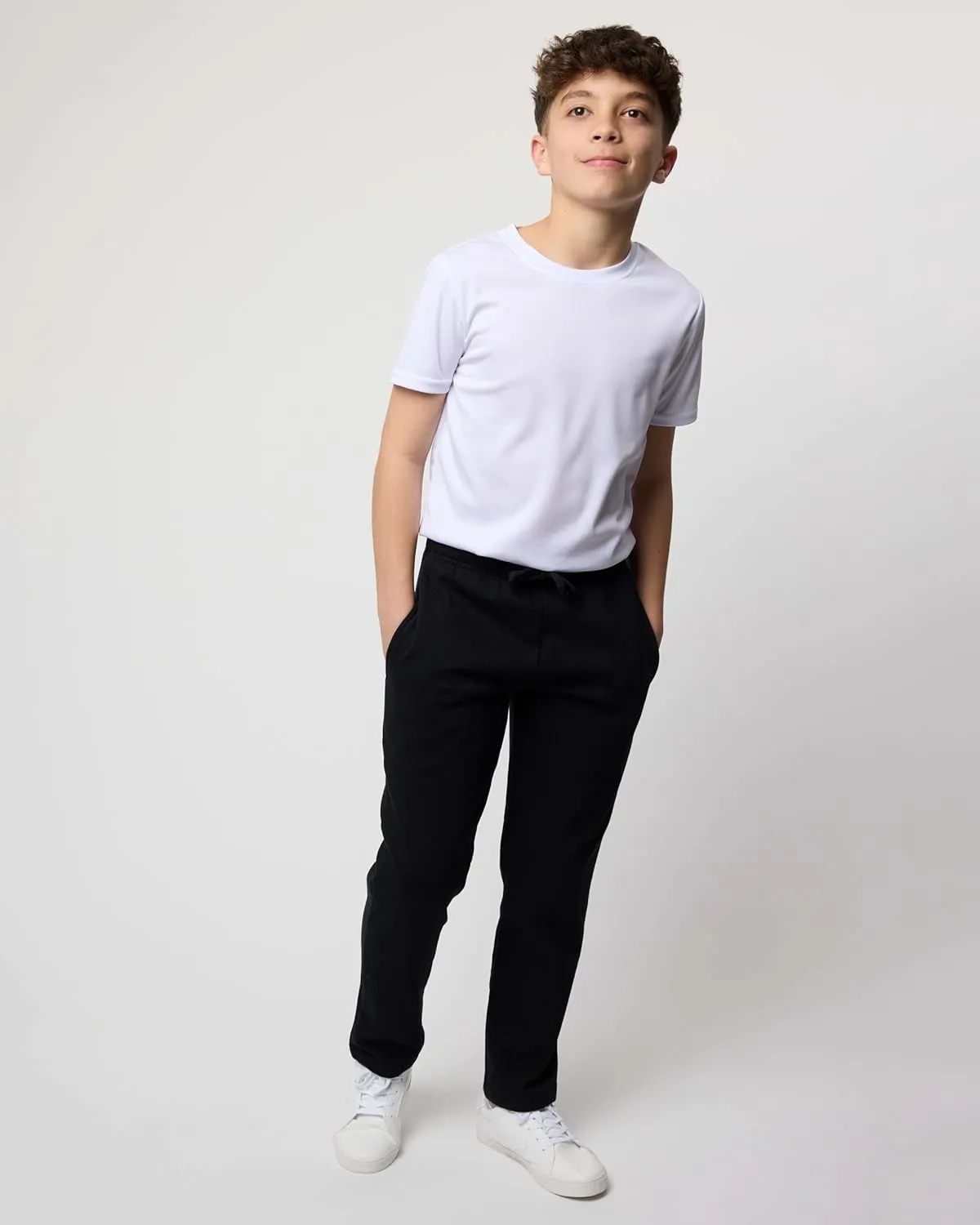 Real Essentials 3 Pack: Boys' Tech Fleece Open Bottom Sweatpants with Pockets