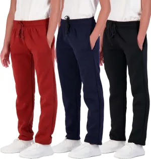 Real Essentials 3 Pack: Boys' Tech Fleece Open Bottom Sweatpants with Pockets