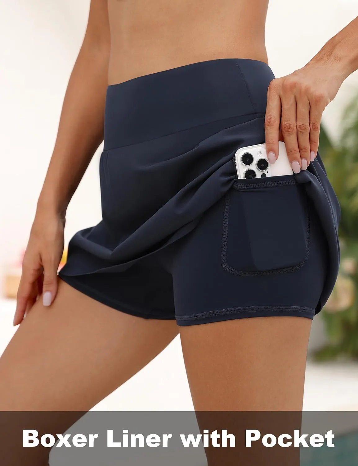Rocorose Women's Swim Skirt High Waisted Tummy Control Flowy Bathing Suit Bottom with Pockets