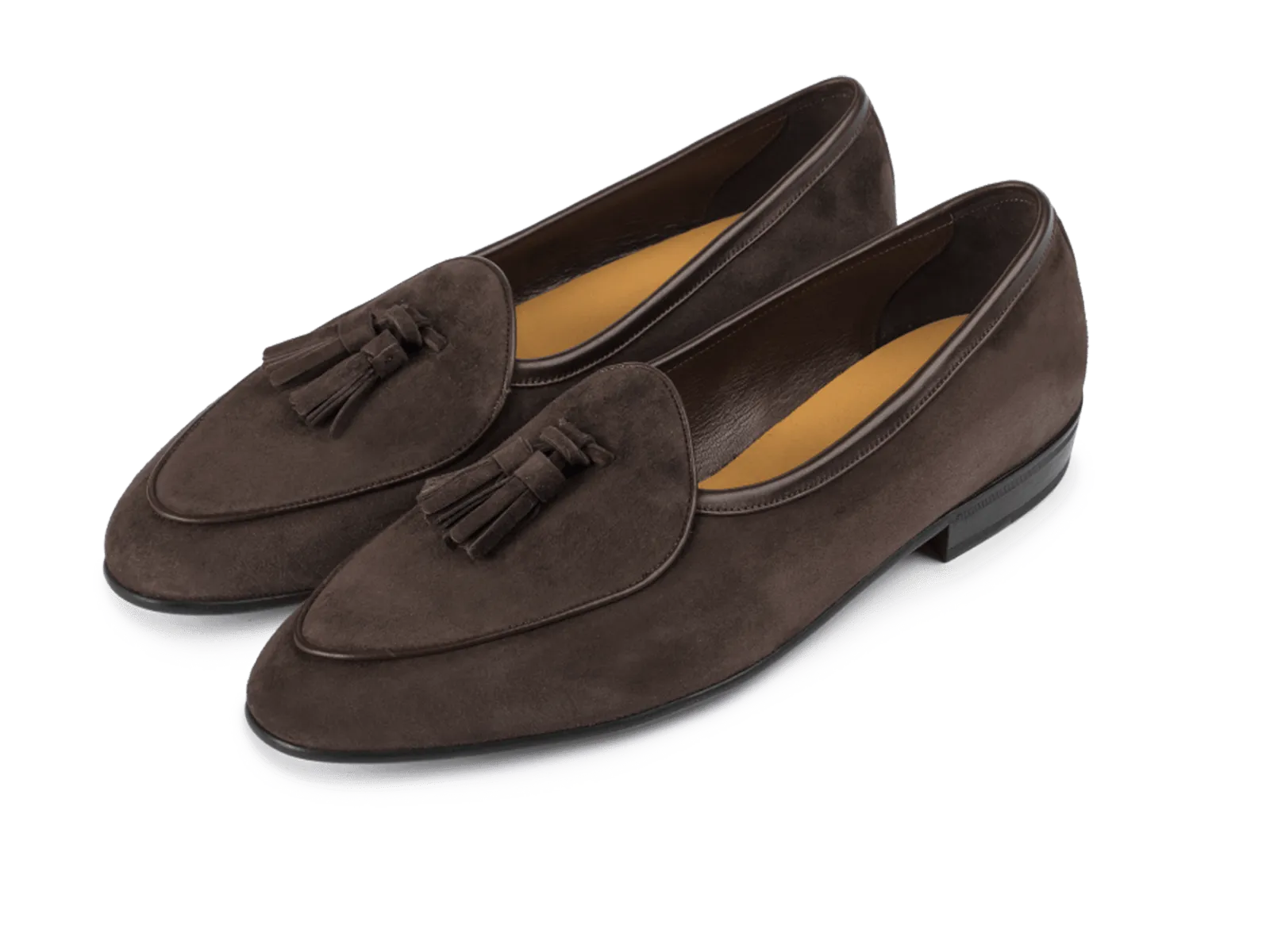 Sagan Classic Tassel Loafers in Lusitanias Dark Brown Asteria Suede with Rubber Sole