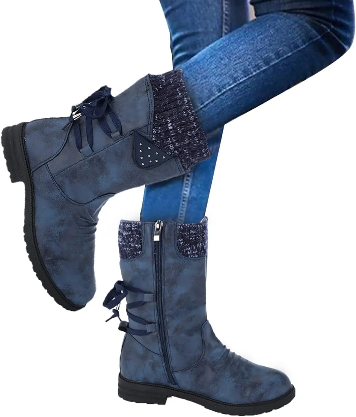 SBGMoSJ Winter Boots for Women Fashion Dressy Women's Waterproof Boots Wide Width Woman Winter Boots Wide Size 11 Womens Winter Fur Lined Boots Botas De Mujer Para La Nieve Que No Se Resbale