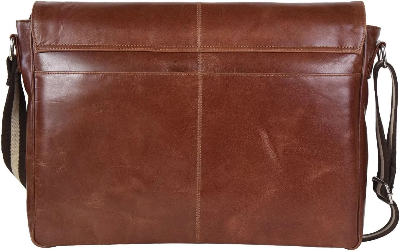 SERGA Real Leather Messenger Laptop Bag for Men & Women LEGACY