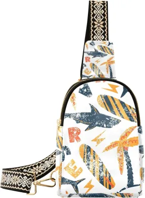 Shark Small Sling Bag for Women,Leather Fanny Pack,Crossbody Waist Bag With Adjustable Guitar Strap