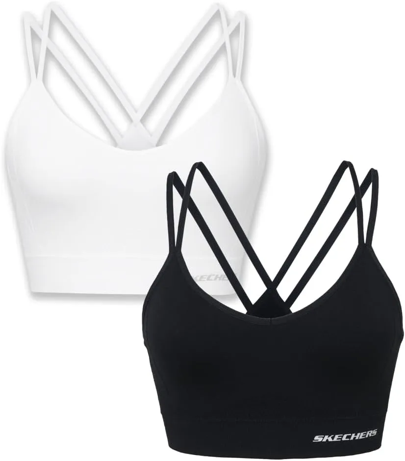Skechers Ladies Strappy Bra 2 Pack - Flexible Movement, Sports Fitness, Small