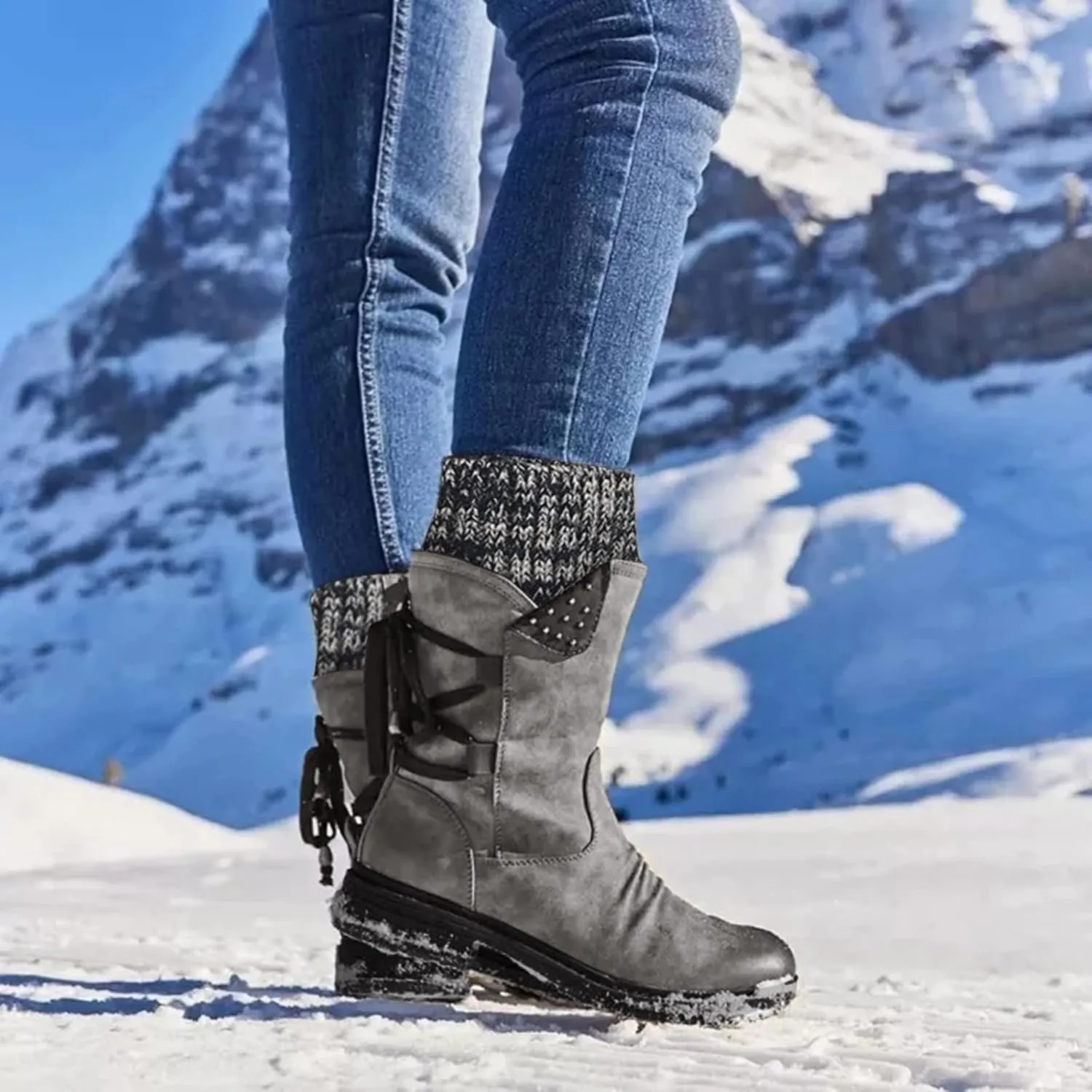 Slip on Winter Boots for Women Cute Womens Winter Boots Size 12 Wide Width Women Winter Boots Waterproof Cold Weather Women's Black Winter Boots with Wedge Heel Botas Impermeables Para Invierno Mujer
