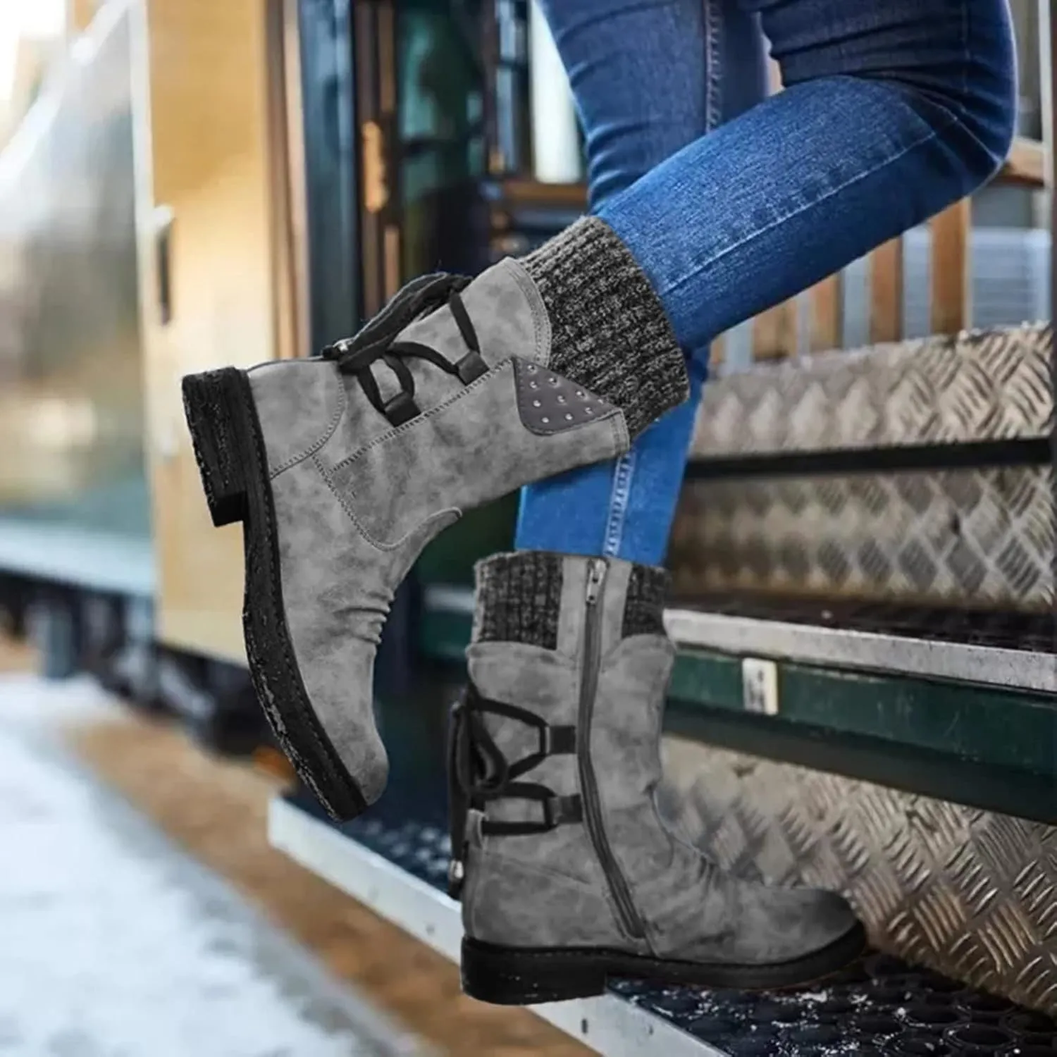 Slip on Winter Boots for Women Cute Womens Winter Boots Size 12 Wide Width Women Winter Boots Waterproof Cold Weather Women's Black Winter Boots with Wedge Heel Botas Impermeables Para Invierno Mujer