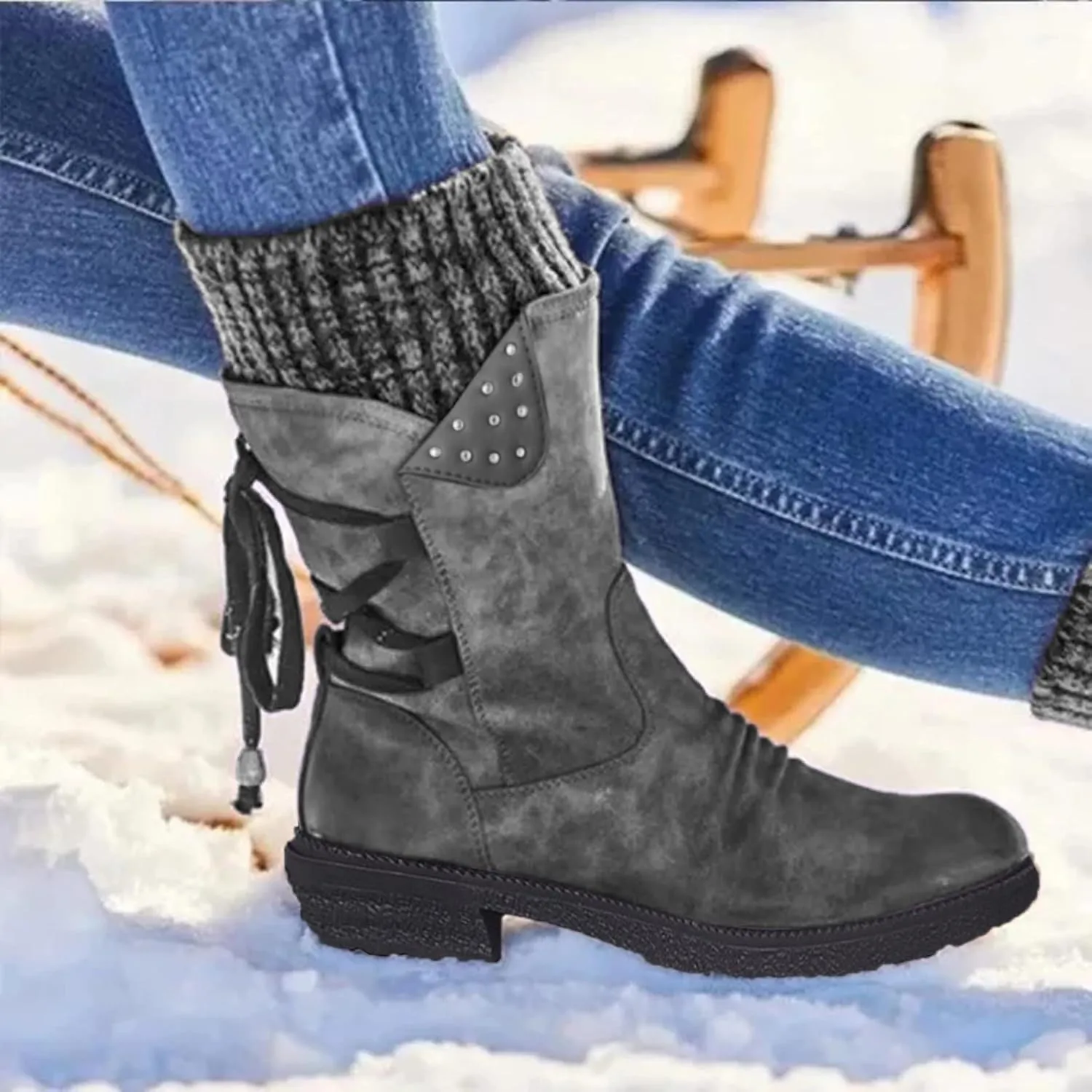 Slip on Winter Boots for Women Cute Womens Winter Boots Size 12 Wide Width Women Winter Boots Waterproof Cold Weather Women's Black Winter Boots with Wedge Heel Botas Impermeables Para Invierno Mujer