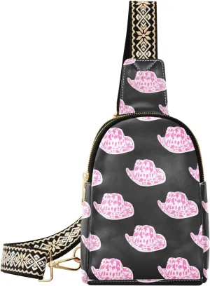 Small Sling Bag Fanny Packs Crossbody Bags for Women Cartoon Cowgirl Hat Leather Fashion Chest Bag Belt Bag for Women for Travel Sports Running Hiking