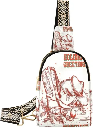 Small Sling Bag Fanny Packs Crossbody Bags for Women Cowboy Boot Western Hat Leather Fashion Chest Bag Belt Bag for Women for Travel Sports Running Hiking