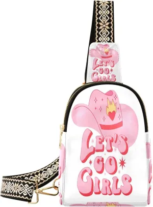 Small Sling Bag Fanny Packs Crossbody Bags for Women Cowgirl Hat with Heart Leather Fashion Chest Bag Belt Bag for Women for Travel Sports Running Hiking