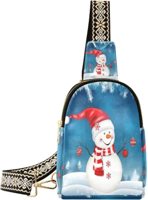 Small Sling Bag Fanny Packs Crossbody Bags for Women Santa Hat Leather Fashion Chest Bag Belt Bag for Women for Travel Sports Running Hiking